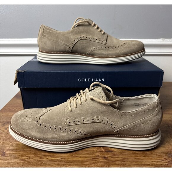 Cole Haan Men\'s Originalgrand Remastered Wingtip Oxford Birch beige Suede Sz 13M main image 10